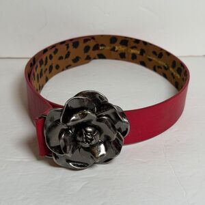Betsey Johnson Vintage Y2K Western Black Leather Oversized Floral Belt med 31-35 Betsey Johnson Size M Belts for Women for sale | eBay main image 3
